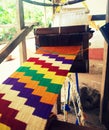 Weaving of traditional colorful kente cloth around Kumasi, Ghana Royalty Free Stock Photo