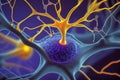 close-up of a synapse, with the presynaptic and postsynaptic neurons visible Royalty Free Stock Photo