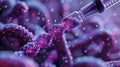 Close-Up of a Syringe and DNA Strand in a Laboratory Setting Royalty Free Stock Photo