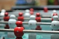 Close up of Table football game, Soccer table with red and white players Royalty Free Stock Photo