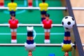 Close up table soccer with players and a ball Royalty Free Stock Photo