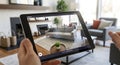 Augmented Reality Interior Design App on Tablet, Home Renovation Royalty Free Stock Photo