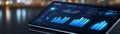 A close-up of a tablet displaying vibrant data analytics, showcasing growth in a modern digital interface with dynamic graphs