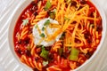 Black Bean Soup with spiral pasta and vegetables Royalty Free Stock Photo