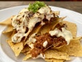 Close up tacos with cheese in white plate