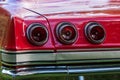 Close up of the tail lights of a classic American car from the sixties Royalty Free Stock Photo