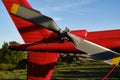 A Close-up of the tail rotor of a rescue helicopter Royalty Free Stock Photo