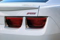 Close-up of the taillight and RS emblem of sports car Royalty Free Stock Photo