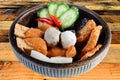 The close up of Taiwan tempura soup Taiwanese food style in Taipei, Taiwan Royalty Free Stock Photo