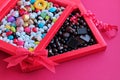 Luxury,Colorful Almond Candies and Madlen Chocolate in red color carton box with red bow and ribbon