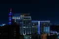 Close up of tall buildings on downtown Boise Idaho night Royalty Free Stock Photo