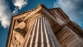 A close up of a tall pillar with some clouds in the background, AI Royalty Free Stock Photo