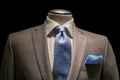 Tan Striped Jacket, Textured White Shirt, Patterned Blue Tie & H Royalty Free Stock Photo