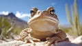 Tan Toad Close-Up in Desert Sunlight Royalty Free Stock Photo