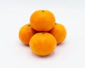 Close up of tangerines isolated on a white background