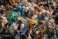 close-up of tangled pile of recyclables, with a clear view of each type