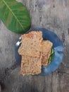 Close up of tasteful crispy savory fried tempeh Royalty Free Stock Photo