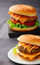 tasty burger with beef, tomato and cheese , Ai Generated Royalty Free Stock Photo