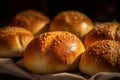 Close-up of tasty healthy artisan multigrain bread rolls Royalty Free Stock Photo