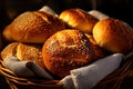 Close-up of tasty healthy artisan multigrain bread rolls Royalty Free Stock Photo