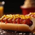 Close up of tasty hot dog
