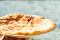 Caucasian khychin bread pie with cheese close