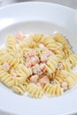Tasty pasta with salmon Royalty Free Stock Photo