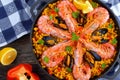 Close-up of tasty seafood valencia paella Royalty Free Stock Photo