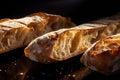 "Close-up of tasty slices of healthy artisan French baguette bread loaf Royalty Free Stock Photo