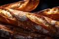 & x22;Close-up of tasty slices of healthy artisan French baguette bread loaf Royalty Free Stock Photo