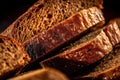 Close-up of tasty slices of organic artisan rye bread Royalty Free Stock Photo