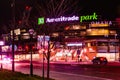 Close up TD Ameritrade Park at Cuming Street Omaha Nebraska at night