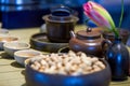 Close-up of teapots and tea sets of traditional Chinese tea drinking culture Royalty Free Stock Photo