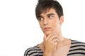 Close up of teen boy looking aside. Royalty Free Stock Photo