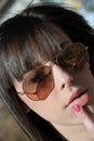 Close-up of a teenage girl with sunglasses Royalty Free Stock Photo