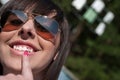Close-up of a teenage girl with sunglasses Royalty Free Stock Photo