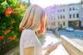 Close-up of teenager girl's head with multi-colored dyed hair, complex coloring Royalty Free Stock Photo