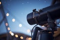 close-up of telescope under star-filled night sky Royalty Free Stock Photo