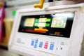 Close up of Temp monitor of baby incubator in the hospital with show the number of temperatures Royalty Free Stock Photo