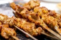 Close-up of tempting Xinjiang barbecue lamb skewers