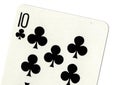 Close up of a ten of clubs playing card.