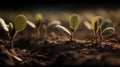 Close up of a tender first soybean sprout in an open. Generative AI