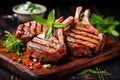 close up of tender and juicy grilled lamb chops
