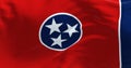 Close-up of the Tennessee state flag waving
