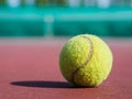 Close up of tennis ball on the court. Sport active concept. Royalty Free Stock Photo