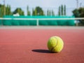 Close up of tennis ball on the court. Sport active concept. Royalty Free Stock Photo