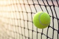 Close up tennis ball hitting to net on blur Royalty Free Stock Photo