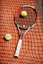 Close up tennis racket and balls Royalty Free Stock Photo