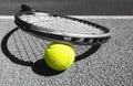 Close up of tennis racquet and ball Royalty Free Stock Photo