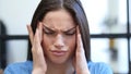 Close Up of Tense, Depressed Young Woman, Headache Royalty Free Stock Photo